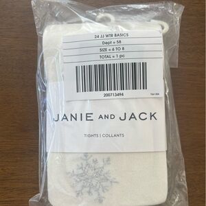 Janie and Jack Cream Snowflake Tights